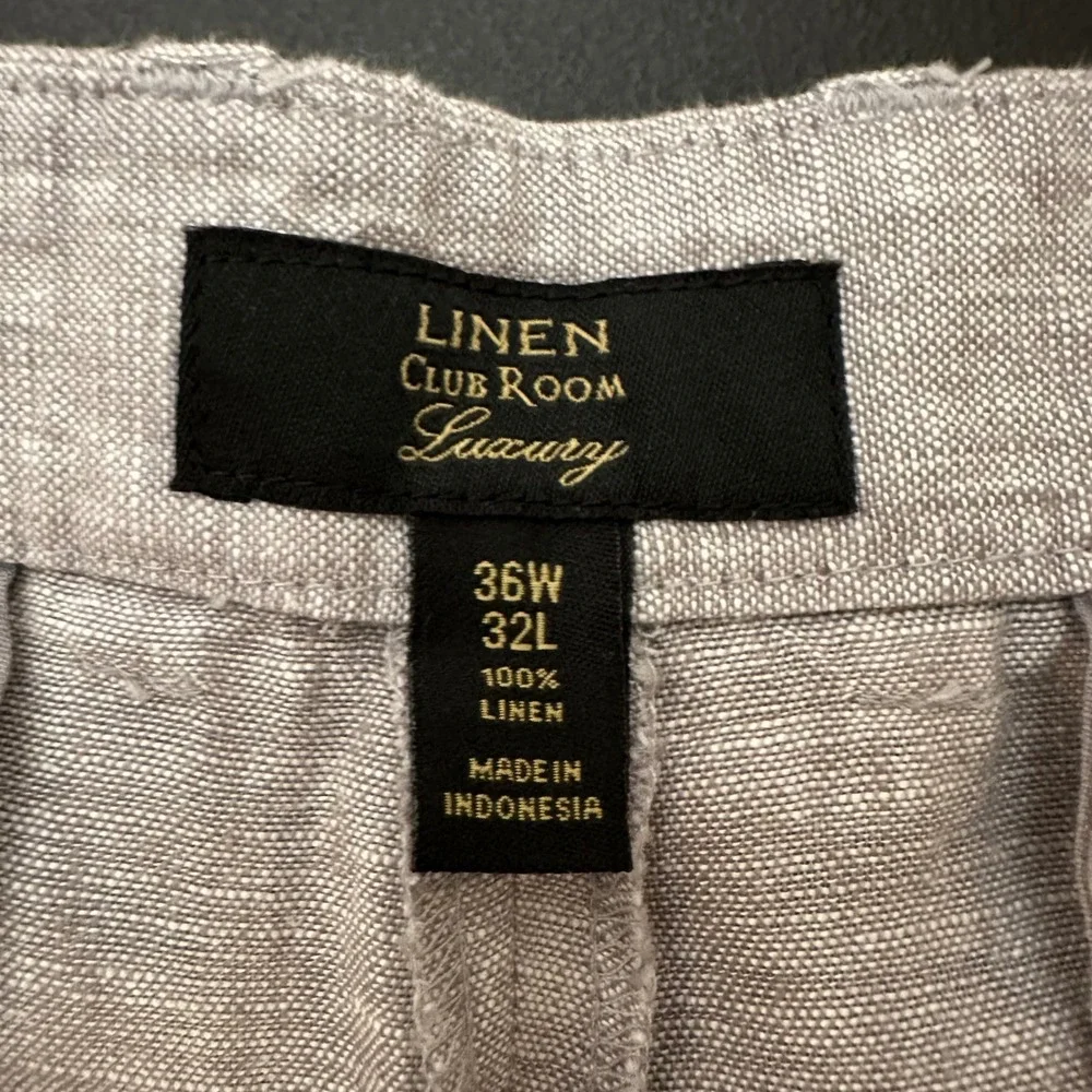 Club Room Luxury Linen Pants NWT Men 36x32 Light Grey Flat Front Resort Vacation
